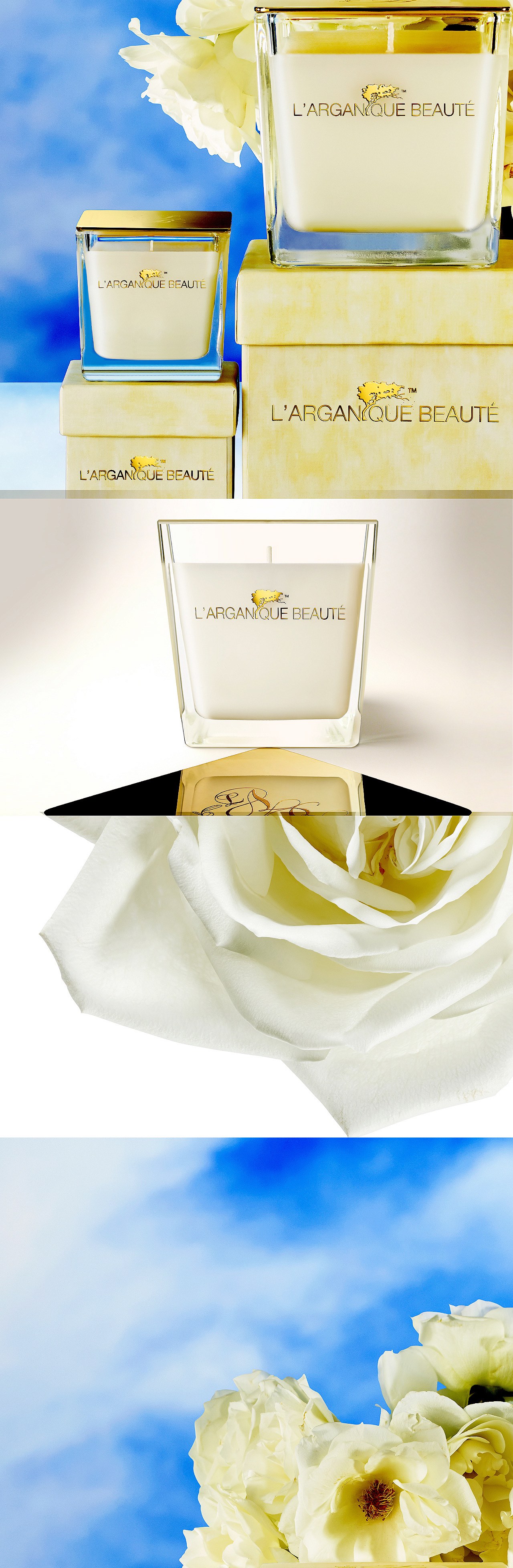 Larganique Beauté™ - Scented Candles available in travel 2.8 Oz and Large 15 Oz.